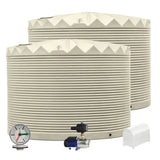 2 x 22,500L Rainwater Tanks + Pump + Pump Cover + Dial Gauge
