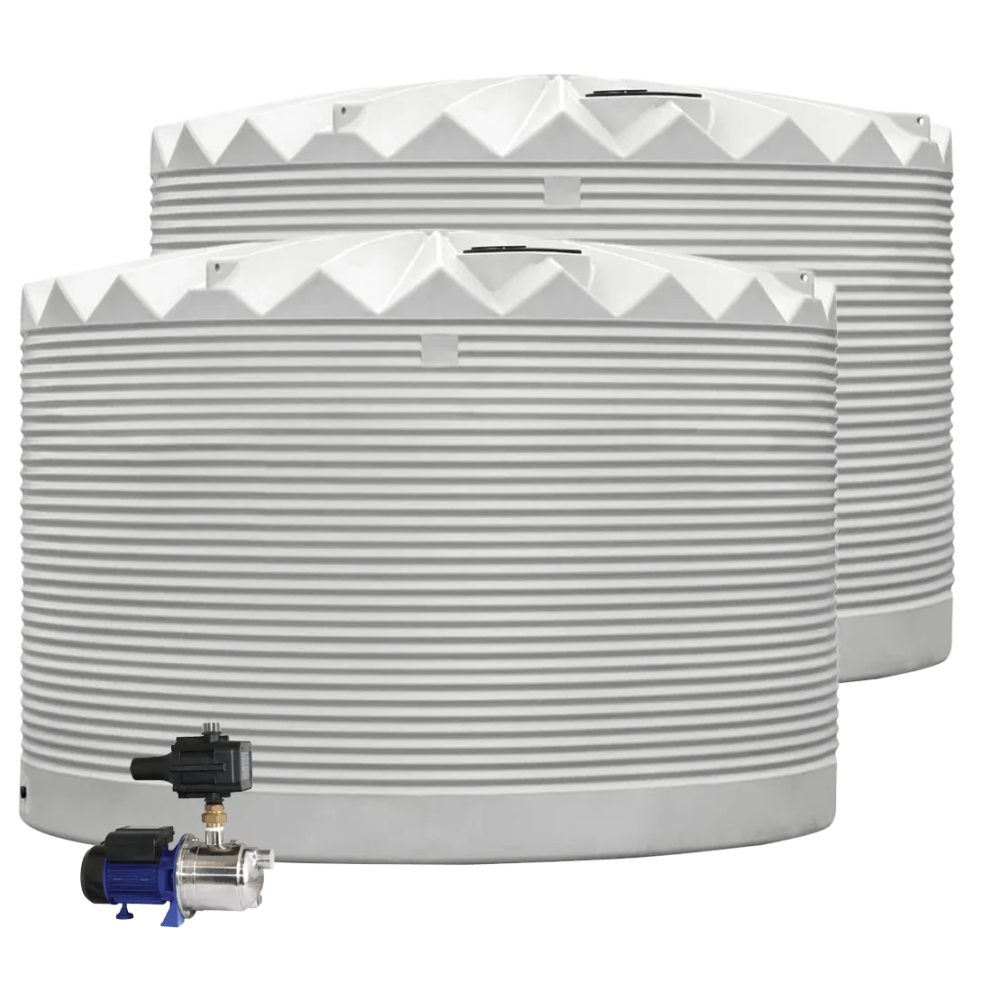 2 x 27,000L Rainwater Tanks + Pump  RapidPlas Product from Austral Ag
