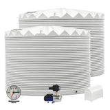 2 x 22,500L Rainwater Tanks + Pump + Pump Cover + Dial Gauge