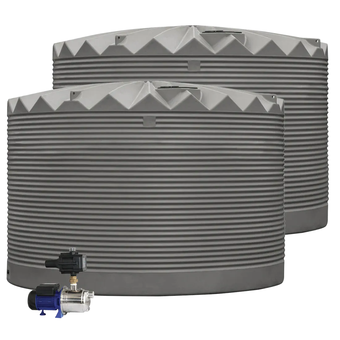 2 x 27,000L Rainwater Tanks + Pump  RapidPlas Product from Austral Ag