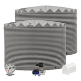 2 x 22,500L Rainwater Tanks + Pump + Pump Cover + Dial Gauge