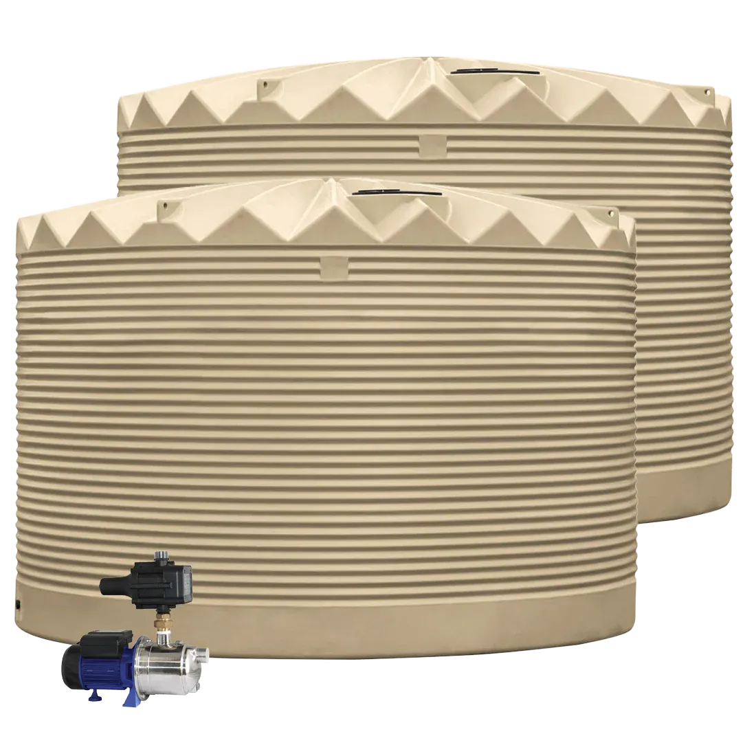 2 x 27,000L Rainwater Tanks + Pump  RapidPlas Product from Austral Ag