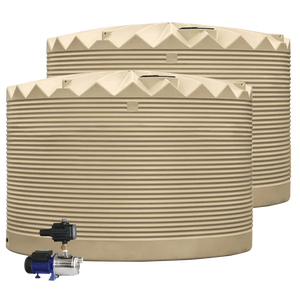 2 x 27,000L Rainwater Tanks + Pump  RapidPlas Product from Austral Ag