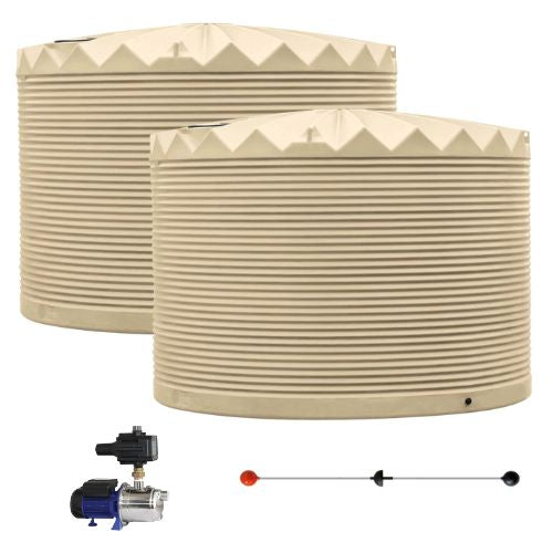 2 x 22,500L Rainwater Tanks + Pump + Water Beacon