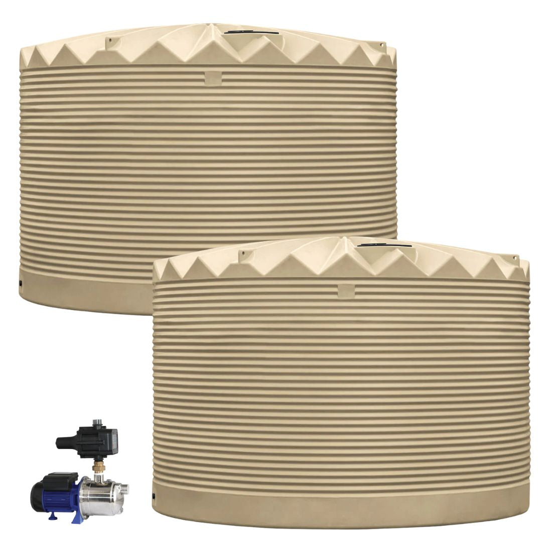 2 x 27,000L Rainwater Tanks + Pump Wheat (Harvest™) RapidPlas Product from Austral Ag