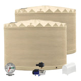 2 x 22,500L Rainwater Tanks + Pump + Pump Cover + Dial Gauge