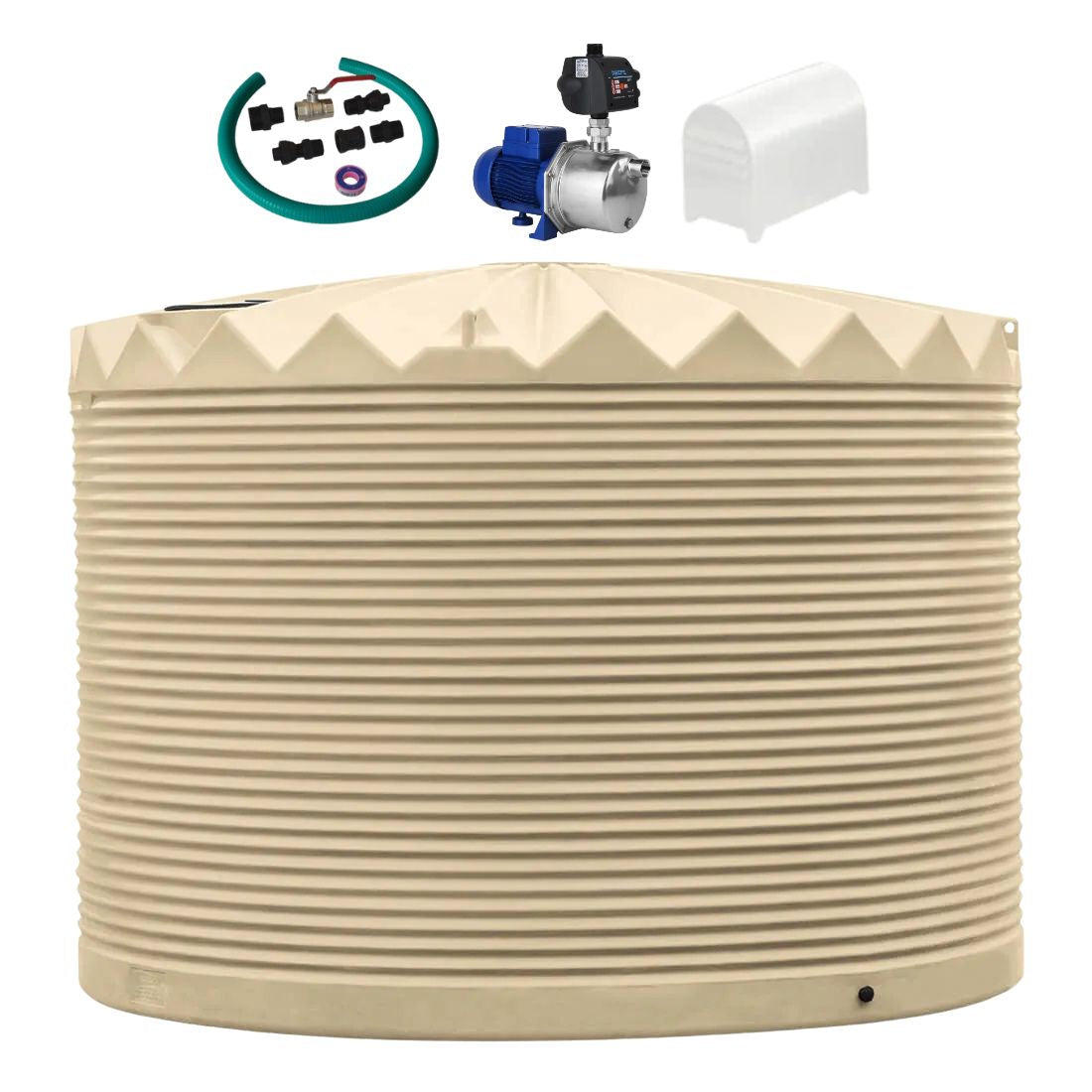 22,500L Rainwater Tank + Pump + Pump Cover + Connection Kit