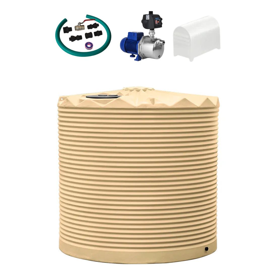 9,000L Rainwater Tank + Pump + Pump Cover + Connection Kit