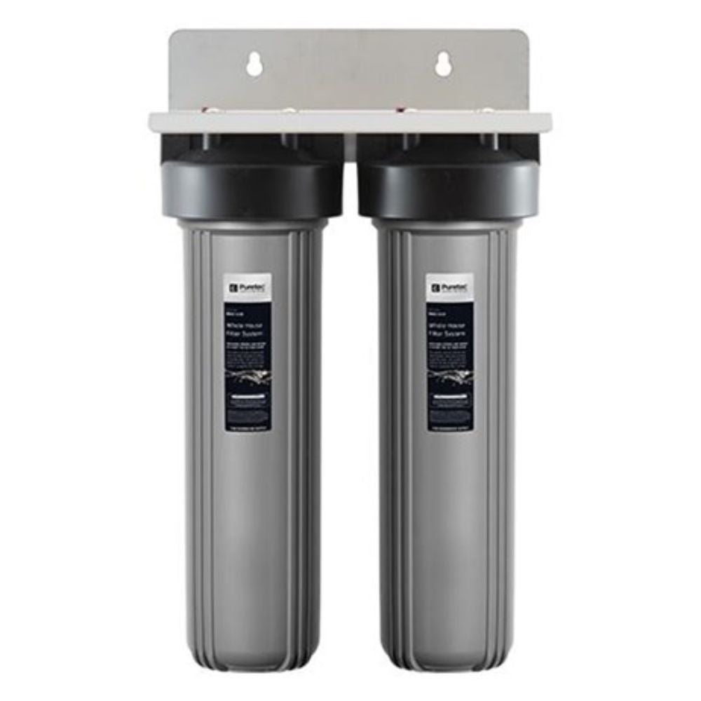 Puretec double water filter on a white background