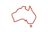 Australia map outline icon in #BD472A