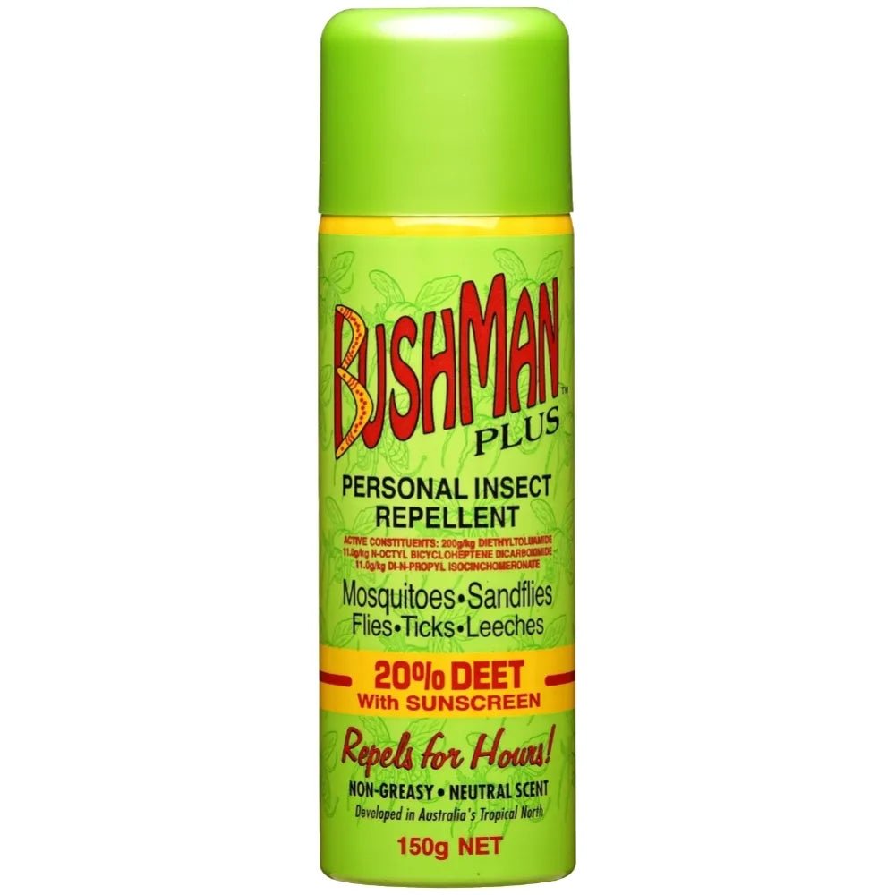 18308 - Hardware - Bushman "Plus" Aerosol 20% Deet with Sunscreen - 150g - Austral Ag