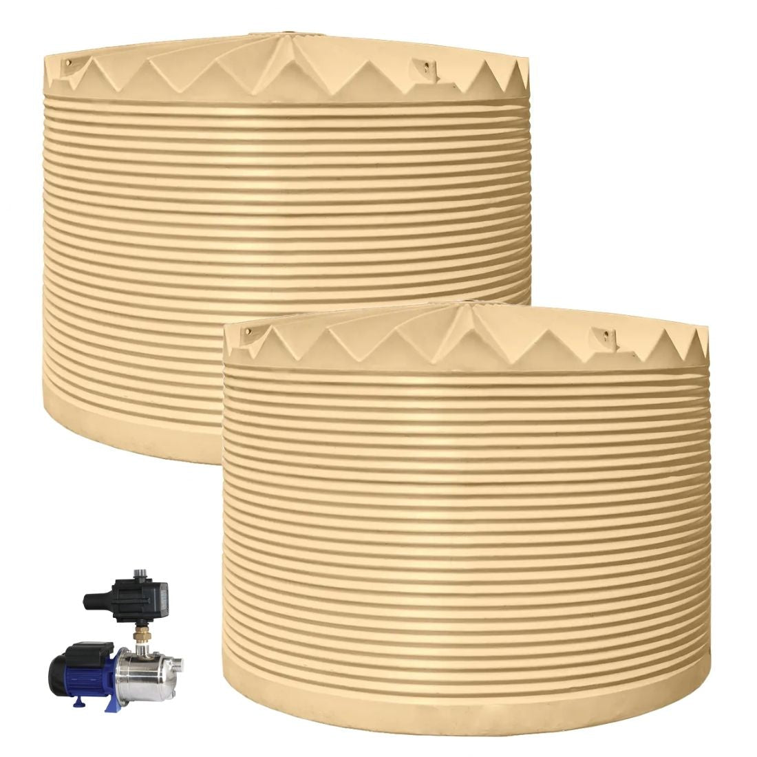 DEAL26Q201 - Tanks - 2 x 14,000L Rainwater Tanks + Pump - Wheat (Harvest™) - Austral Ag