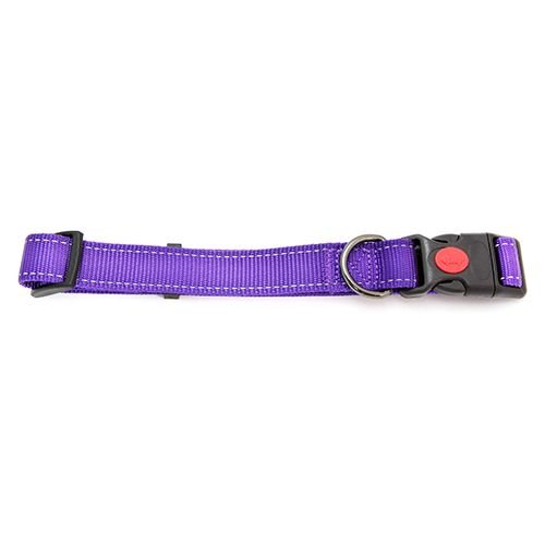 14143 - Animal Accessories - Dog Collar Webbing Reflective Strips - Purple - 35 - 50cm - Austral Ag