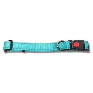14130 - Animal Accessories - Dog Collar Webbing Reflective Strips - Aqua - 20 - 35cm - Austral Ag