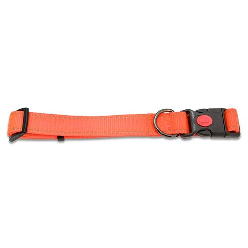 14134 - Animal Accessories - Dog Collar Webbing Reflective Strips - Orange - 20 - 35cm - Austral Ag