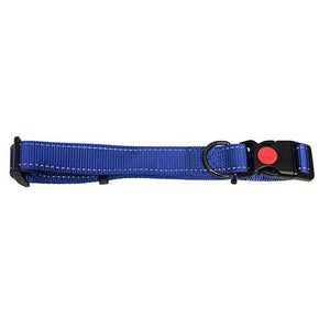 14153 - Animal Accessories - Dog Collar Webbing Reflective Strips - Blue - 35 - 60cm - Austral Ag