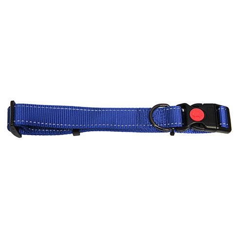 14145 - Animal Accessories - Dog Collar Webbing Reflective Strips - Blue - 35 - 50cm - Austral Ag
