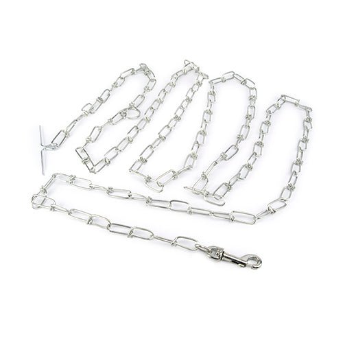 14280 - Animal Accessories - Dog Tie Out Chain with T Bar and Snap Hook - 3mm - 3m - Austral Ag