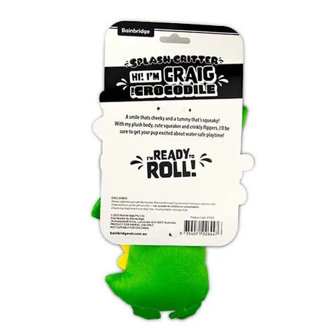 Dog Toy - Splash Critters - Craig The Crocodile - Animal Accessories - Austral Ag