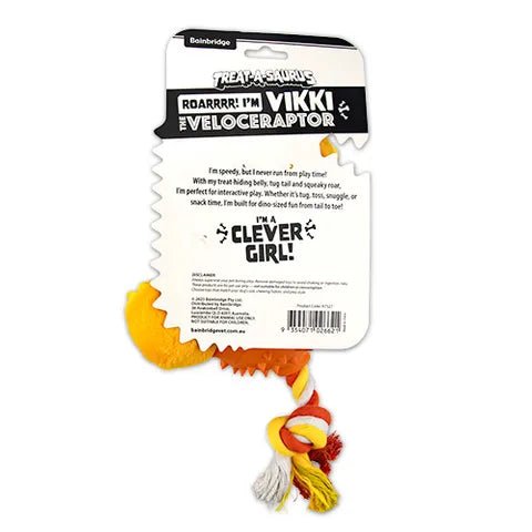 Dog Toy - Treat - A - Saurus - Vikki The Veloceraptor - Animal Accessories - Austral Ag