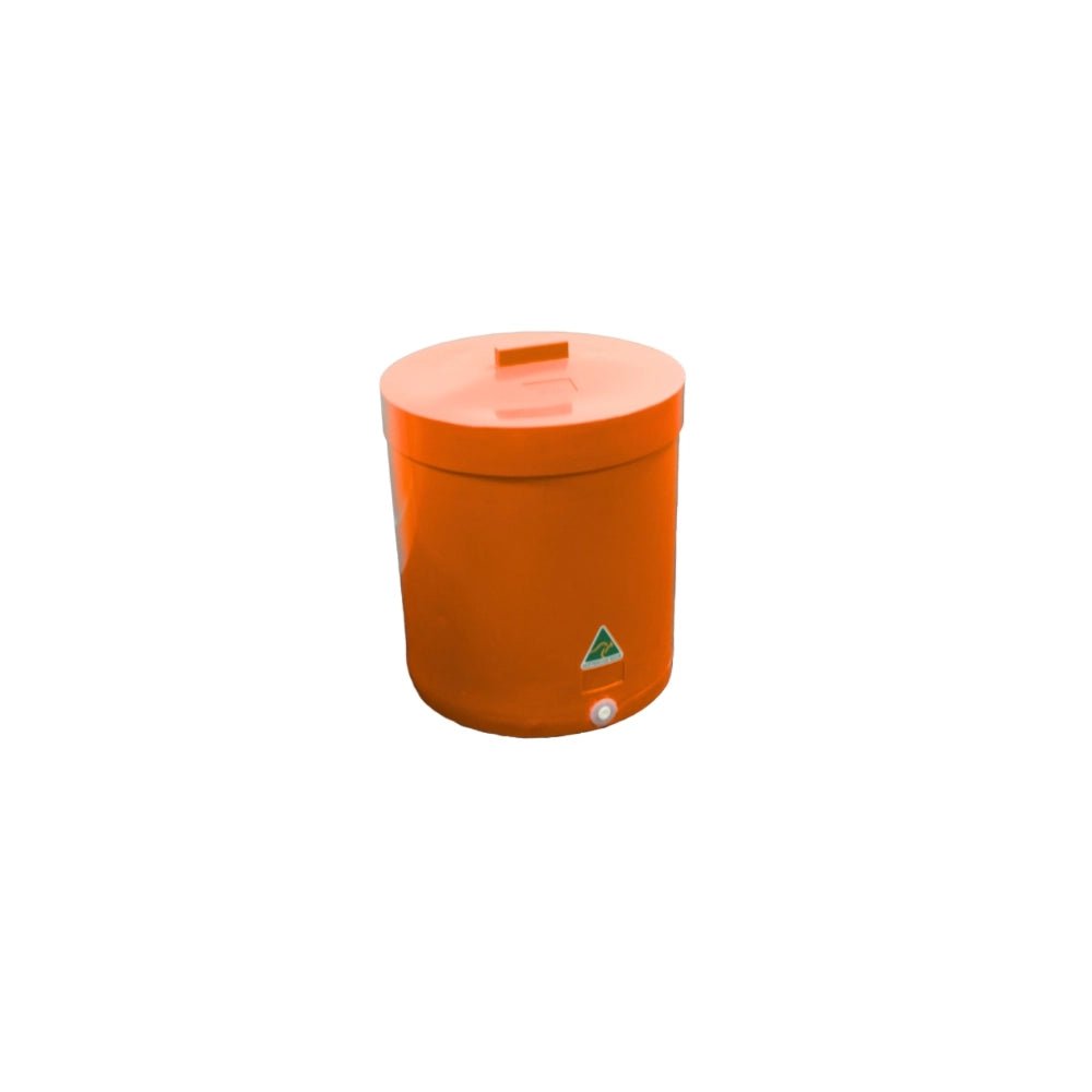 18010 - Animal Accessories - Feed Grazer Bin + Lid WITHOUT Inserts - Orange - Austral Ag