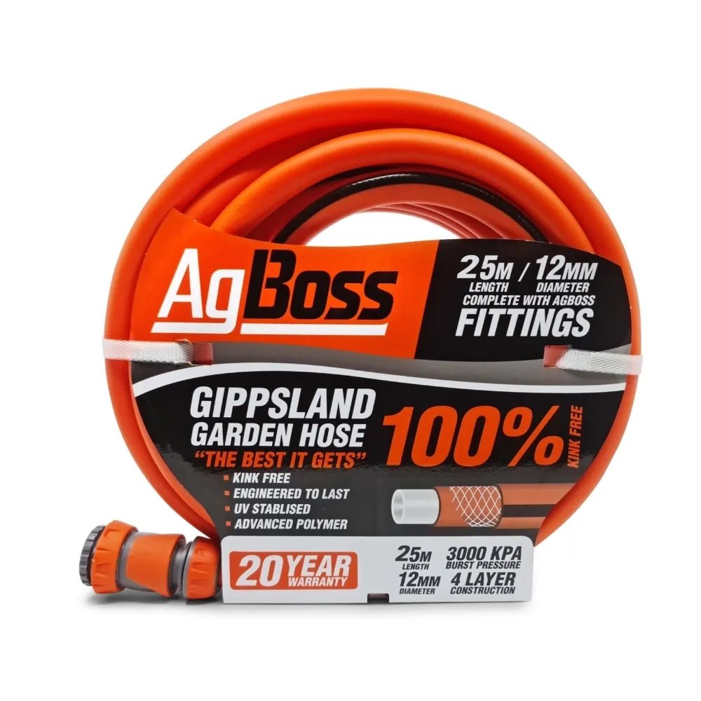 18139 - Hardware - Gippsland Non Kink Hose Fitted - 12mm x 25m - Austral Ag