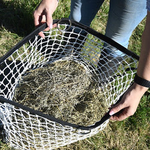 11395 - Animal Accessories - Hay Net with Filling Aid and Rigid Frame - 120cm x 90cm - Austral Ag