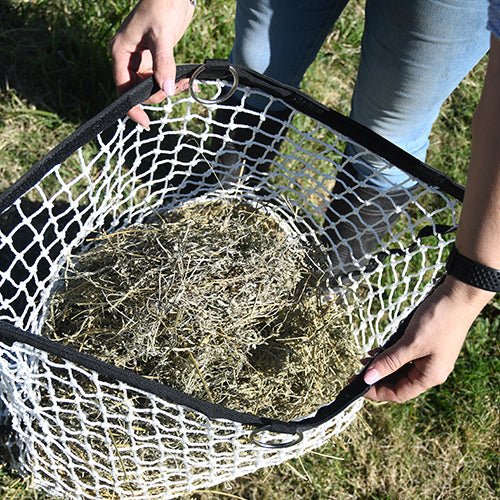 11395 - Animal Accessories - Hay Net with Filling Aid and Rigid Frame - 120cm x 90cm - Austral Ag
