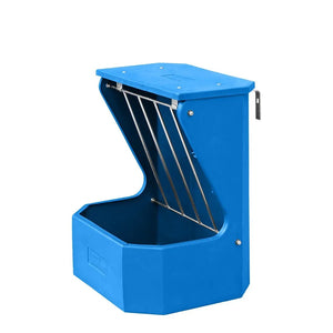 16163 - Livestock - Hayrack with Feed Bin and Lid - Blue - Austral Ag