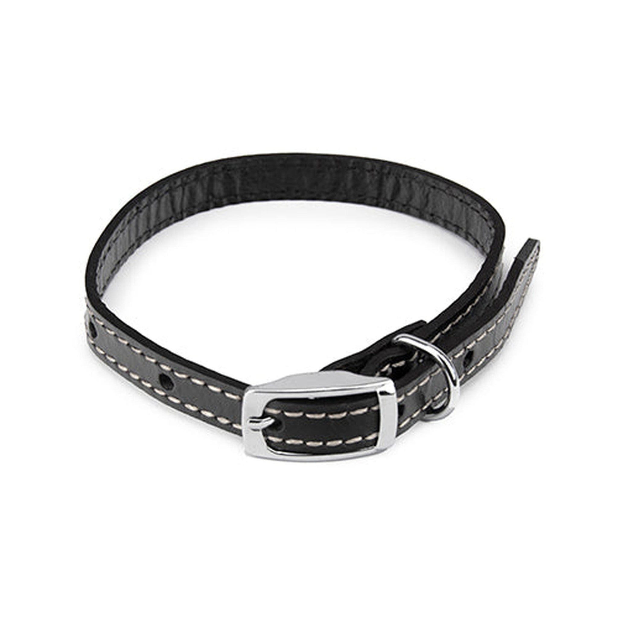 11508 - Animal Accessories - Leather Collar Traditional - Black - 40cm - Austral Ag