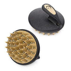 11438 - Animal Accessories - Palm Curry Comb with Rubber Bristles - Black/Beige - Austral Ag