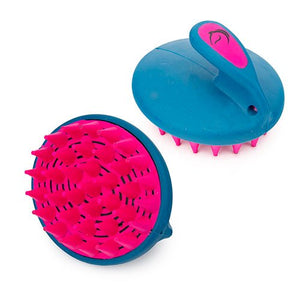 11441 - Animal Accessories - Palm Curry Comb with Rubber Bristles - Pink/Blue - Austral Ag