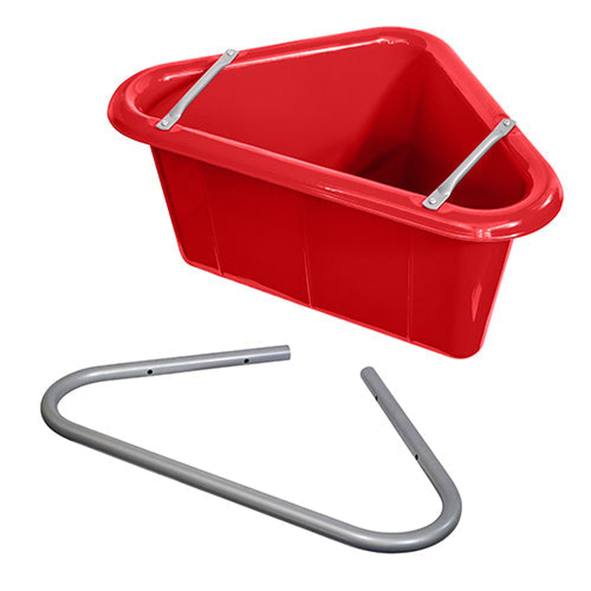 13697 - Animal Accessories - Plastic Corner Feed Tub with Bracket - Red - Austral Ag