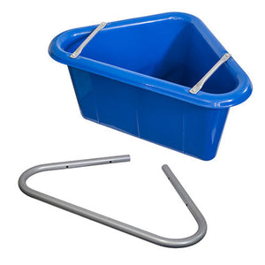 13695 - Animal Accessories - Plastic Corner Feed Tub with Bracket - Blue - Austral Ag