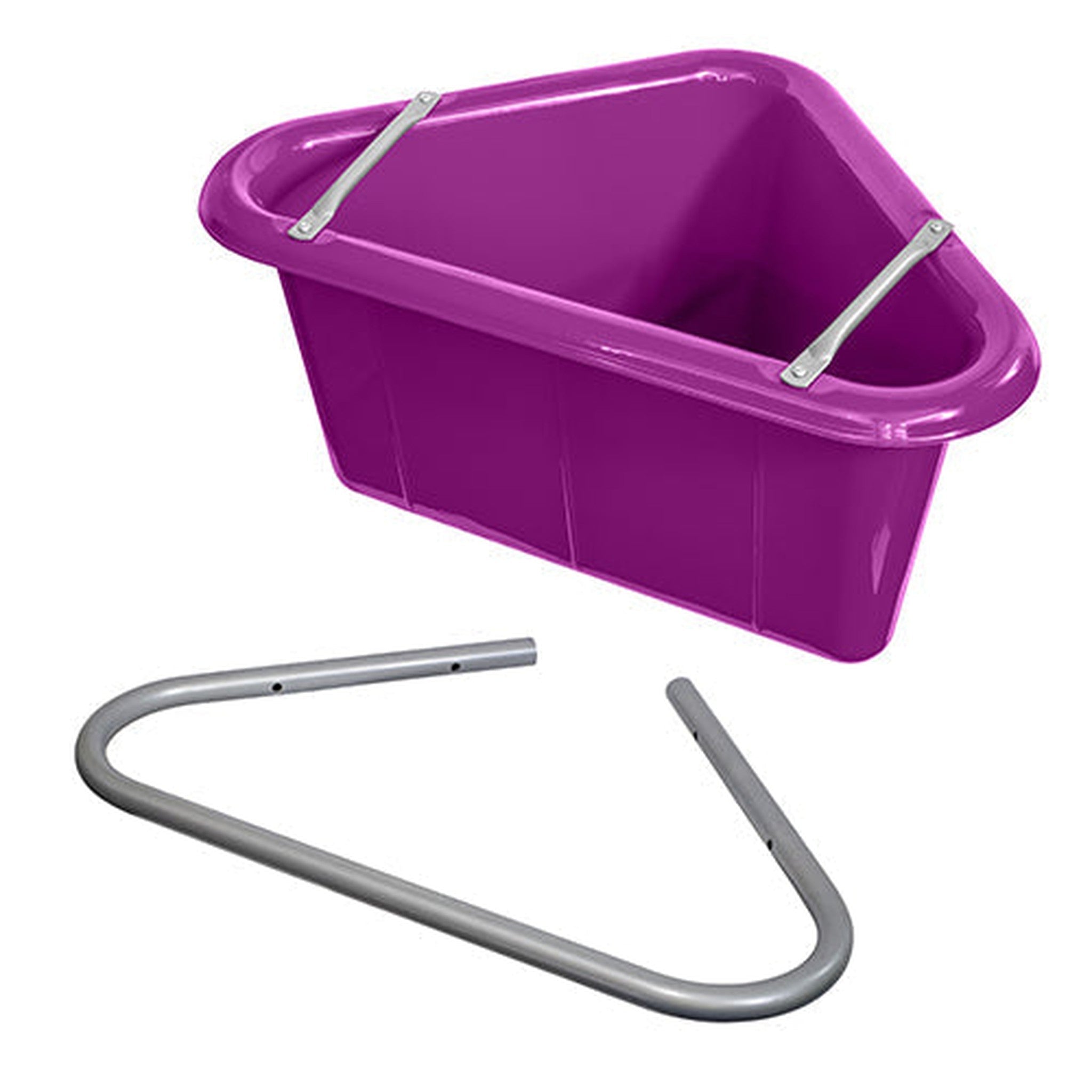 13696 - Animal Accessories - Plastic Corner Feed Tub with Bracket - Purple - Austral Ag