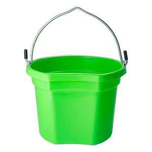 18563 - Animal Accessories - Plastic Flat Back Bucket with Metal Handle - Green - 8 Litre - Austral Ag