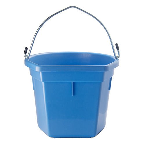 18568 - Animal Accessories - Plastic Flat Back Bucket with Metal Handle - Blue - 20 Litre - Austral Ag