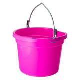 18565 - Animal Accessories - Plastic Flat Back Bucket with Metal Handle - Pink - 8 Litre - Austral Ag
