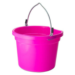 18565 - Animal Accessories - Plastic Flat Back Bucket with Metal Handle - Pink - 8 Litre - Austral Ag