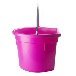 18571 - Animal Accessories - Plastic Flat Back Bucket with Metal Handle - Pink - 20 Litre - Austral Ag