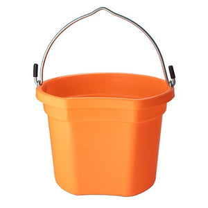 18564 - Animal Accessories - Plastic Flat Back Bucket with Metal Handle - Orange - 8 Litre - Austral Ag