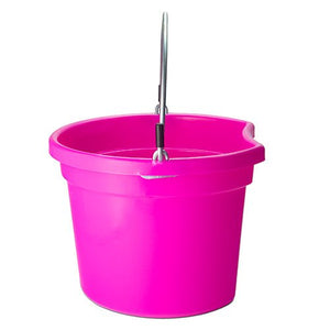 18565 - Animal Accessories - Plastic Flat Back Bucket with Metal Handle - Pink - 8 Litre - Austral Ag