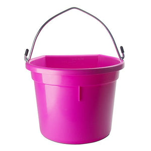 18571 - Animal Accessories - Plastic Flat Back Bucket with Metal Handle - Pink - 20 Litre - Austral Ag
