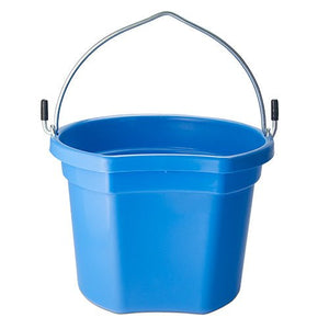 18562 - Animal Accessories - Plastic Flat Back Bucket with Metal Handle - Blue - 8 Litre - Austral Ag