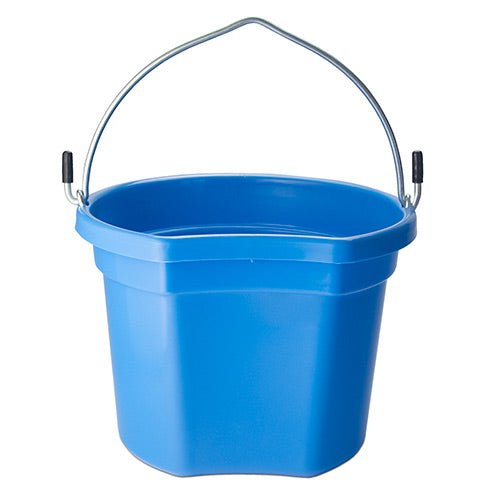 18562 - Animal Accessories - Plastic Flat Back Bucket with Metal Handle - Blue - 8 Litre - Austral Ag