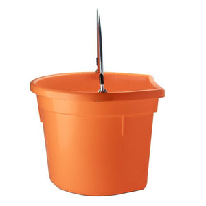 18570 - Animal Accessories - Plastic Flat Back Bucket with Metal Handle - Orange - 20 Litre - Austral Ag