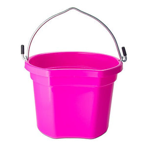 18565 - Animal Accessories - Plastic Flat Back Bucket with Metal Handle - Pink - 8 Litre - Austral Ag