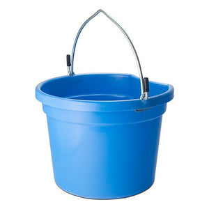 18562 - Animal Accessories - Plastic Flat Back Bucket with Metal Handle - Blue - 8 Litre - Austral Ag