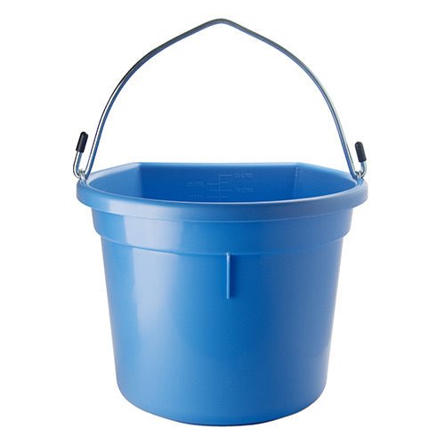 18568 - Animal Accessories - Plastic Flat Back Bucket with Metal Handle - Blue - 20 Litre - Austral Ag