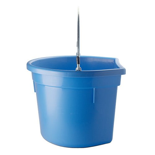 18568 - Animal Accessories - Plastic Flat Back Bucket with Metal Handle - Blue - 20 Litre - Austral Ag